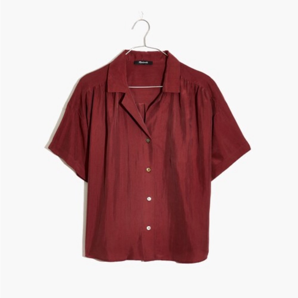 Silk Madewell Burgundy Camp Shirt